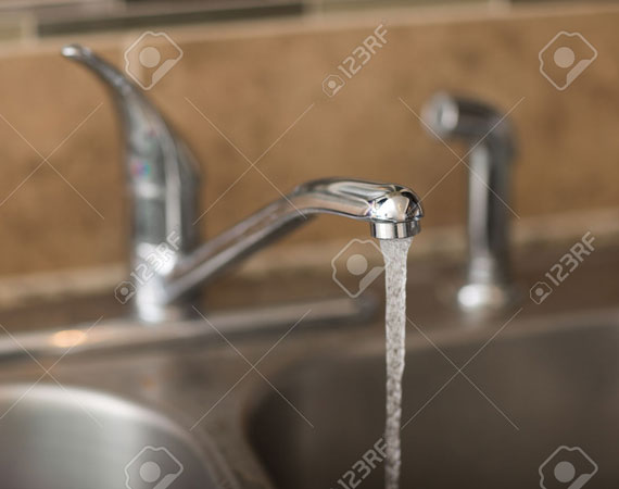 26499666 Water Coming Out Of A Faucet View Is A 3 4 View With